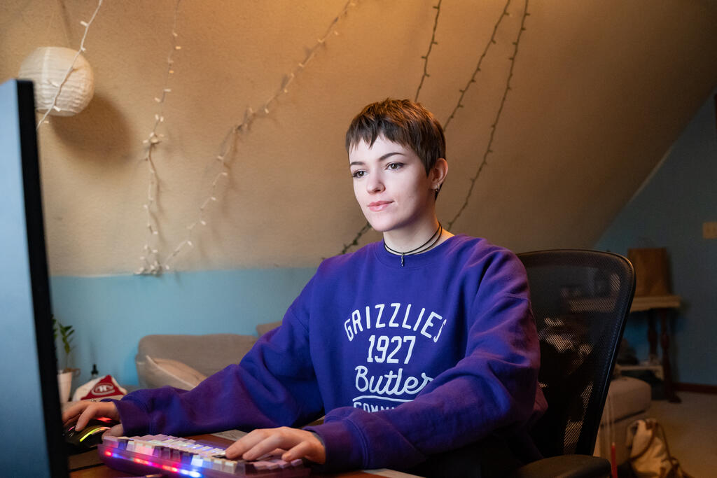 Student working on a computer